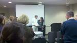 Dana Lepofsky presenting Richard Ford with the first annual Distinguished Ethnobiologist Award. Photo by Trainor.
