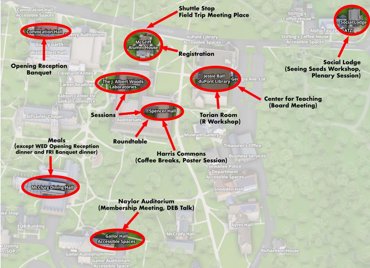 The University of the South Campus Map showing conference locations