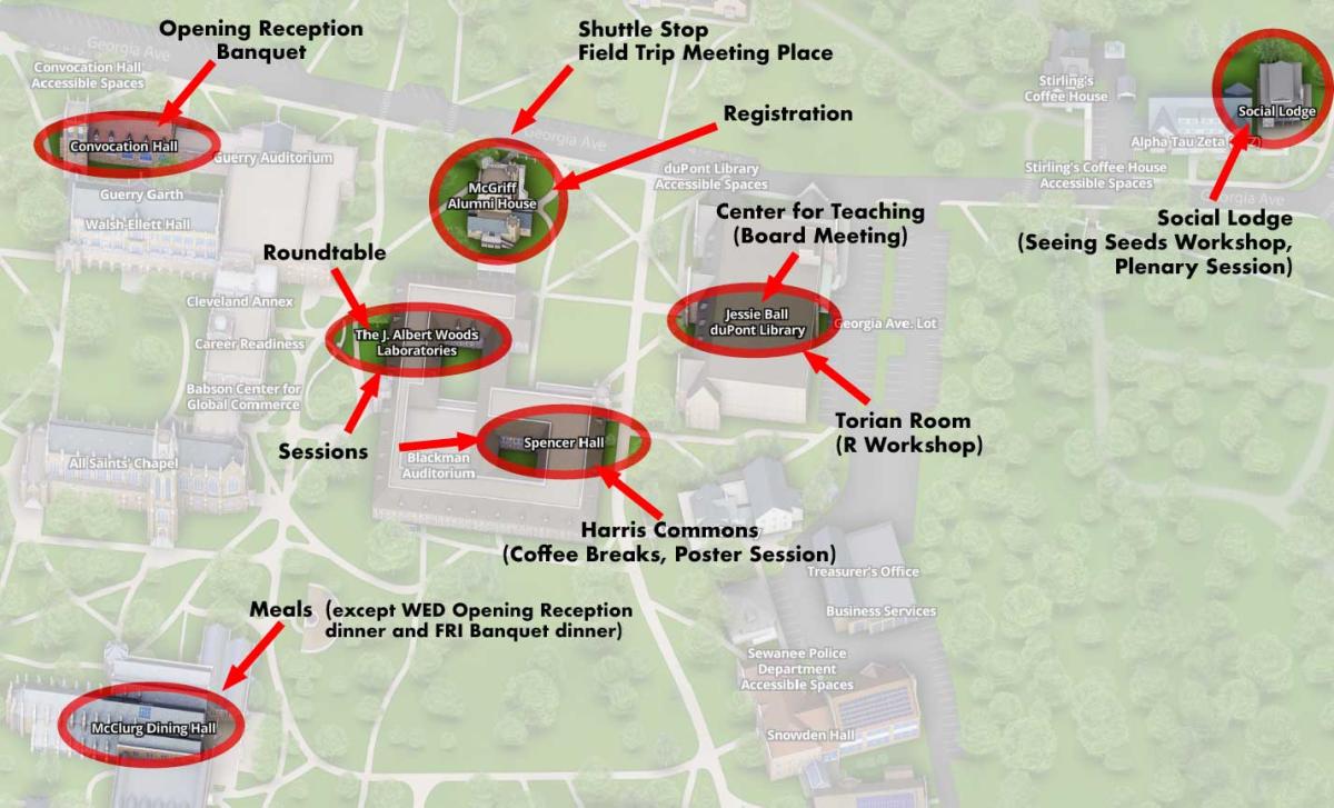 The University of the South Campus Map showing conference locations